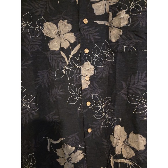 Batik Bay Hawaiian Silk Shirt, Men's Medium Floral Button Up, Tropical Vacation - Picture 7 of 8